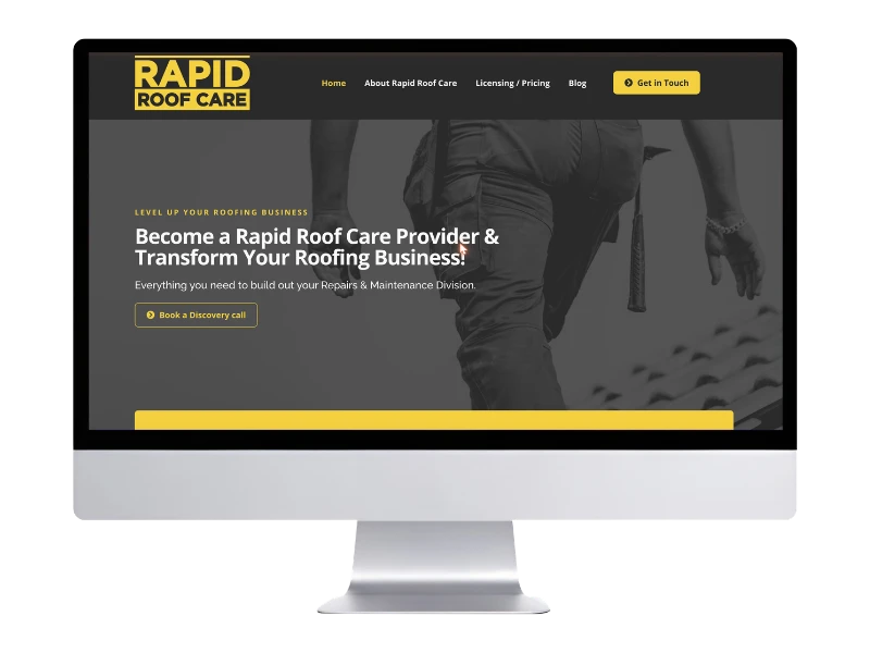 Rapid Roof Care website on a computer screen